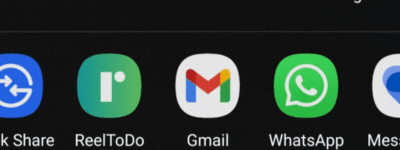 Selecting ReelToDo in the share menu
